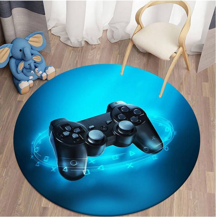 HomeBerg XL Game Tapijt Rond I'm Gaming Kinderen Gaming Kruipmat Vloermat Gameroom Vloerkleed Speelkleed Game kamer Zacht Controller Look 120 CM - Foto 3