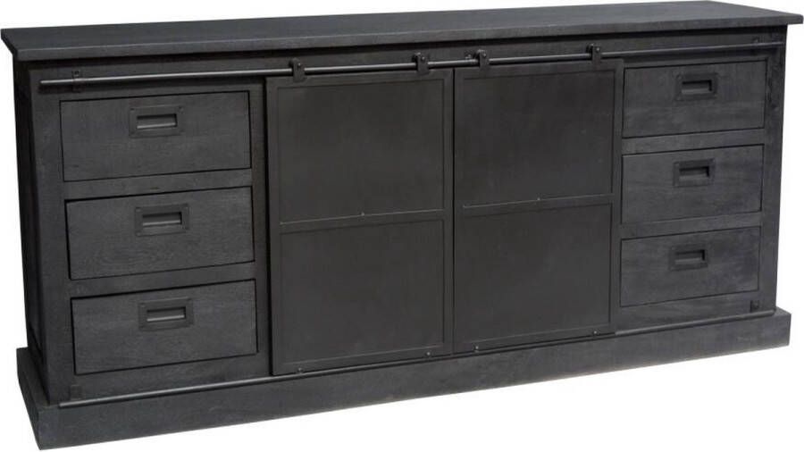Homebound by Kolony Dressoir mango zwart 196x45x90cm opbergkast metaal black