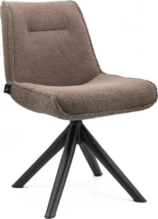Homebound by Kolony Eetkamerstoel Mike Teddy dark brown draaistoel keukenstoel bouclé donkerbruin