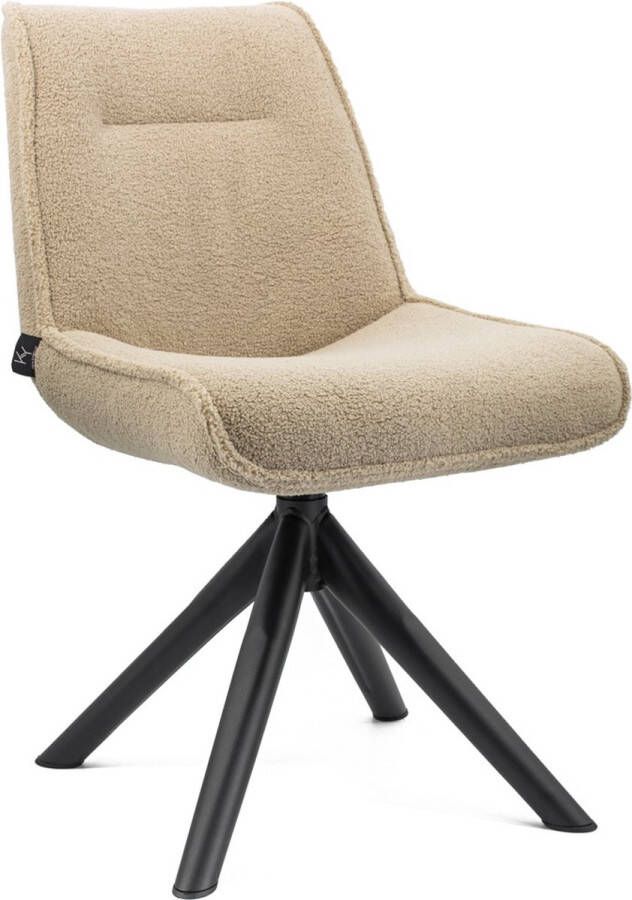 Homebound by Kolony Eetkamerstoel Mike Teddy zand draaistoel keukenstoel bouclé sand taupe