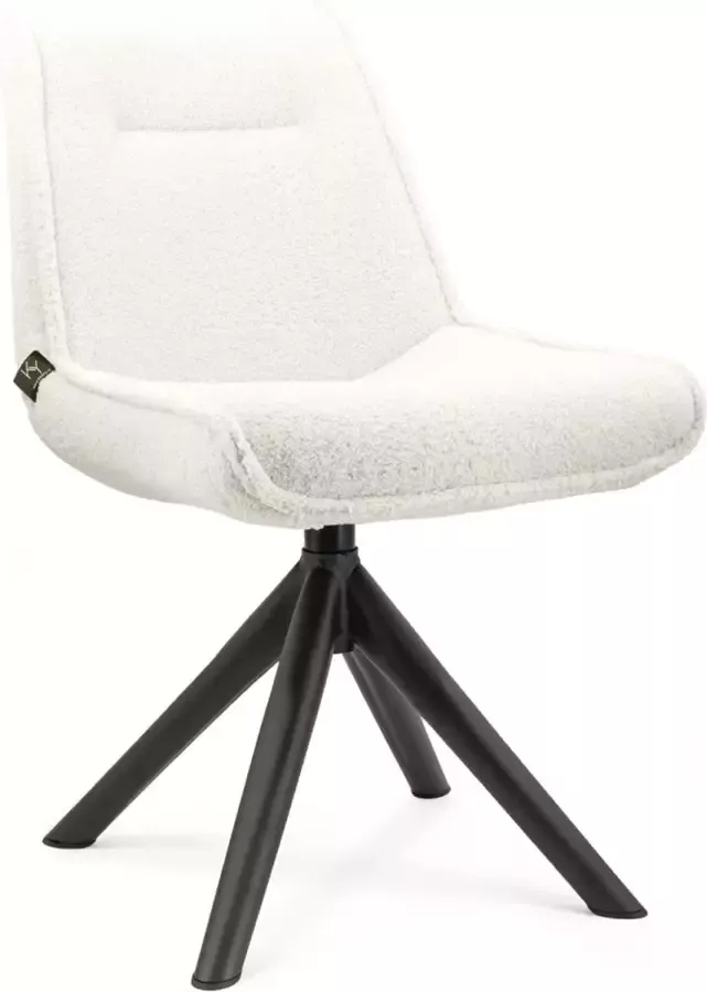 Homebound by Kolony Eetkamerstoel Mike Teddy wit draaistoel keukenstoel bouclé white naturel