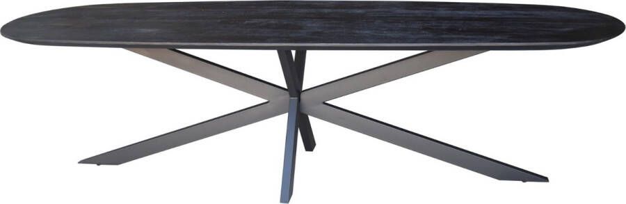 Homebound by Kolony Eettafel Gerrard 300x100cm Deens ovaal keukentafel industriele tafel mangohout zwart