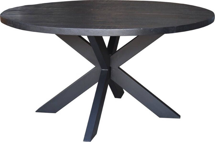 Kolony Eettafel rond mango zwart met metalen spinpoot dining table 150cm rond