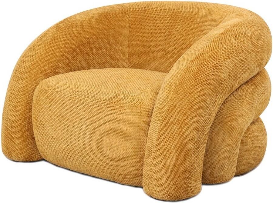 Homebound by Kolony Fauteuil Senna in stof chenille oker stoel Senna stof chenille geel