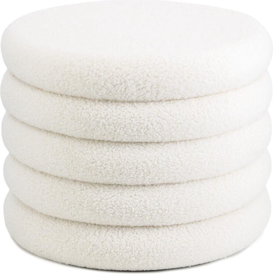 Homebound by Kolony Poef Leslie met opbergruimte in stof Teddy naturel tx1943