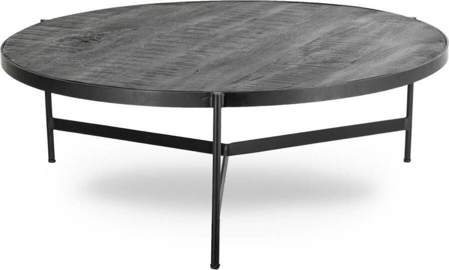 Homebound by Kolony Salontafel Padar rond mangohout zwart met metaal 100cm salontafel