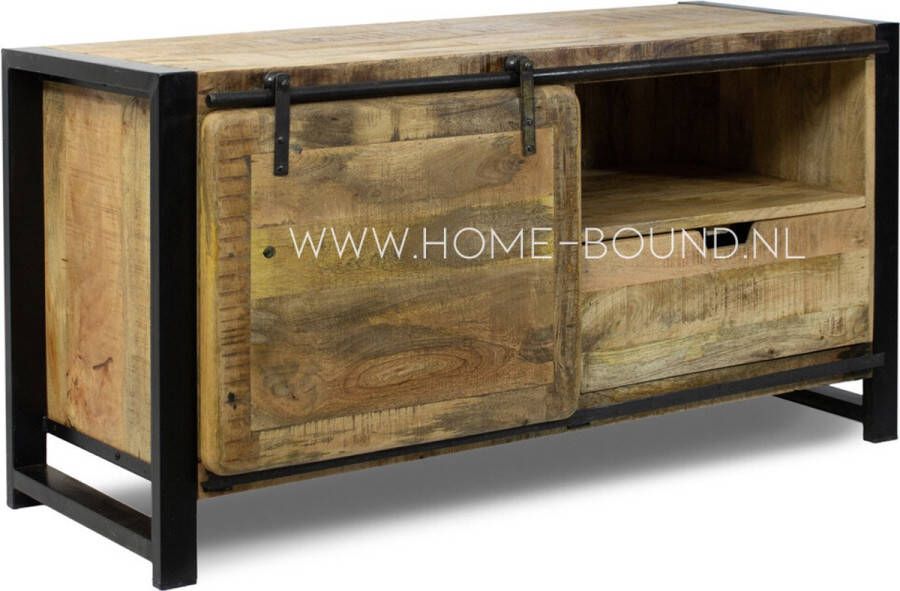 Homesome by Kolony Tv-meubel Mango met schuifdeur 120x45x60cm industrieel stereomeubel