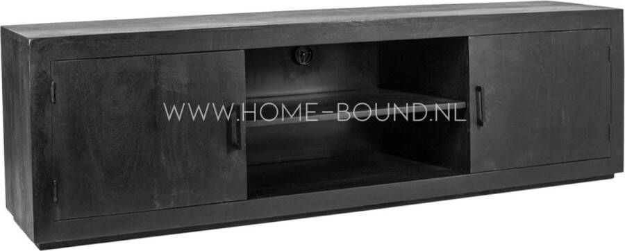 Homebound by Kolony Tv-meubel zwart mangohout retro stereomeubel 180x40x53cm