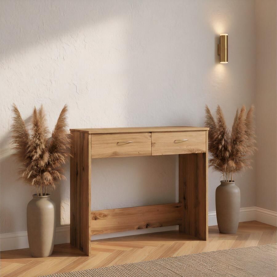 HomeByNicole Compact Bureau met 2 Lades – Modern Computer Bureau 80 cm – Rechthoekige Werktafel voor Kantoor Home Office & Kinderkamer – Hoogglans Wit –