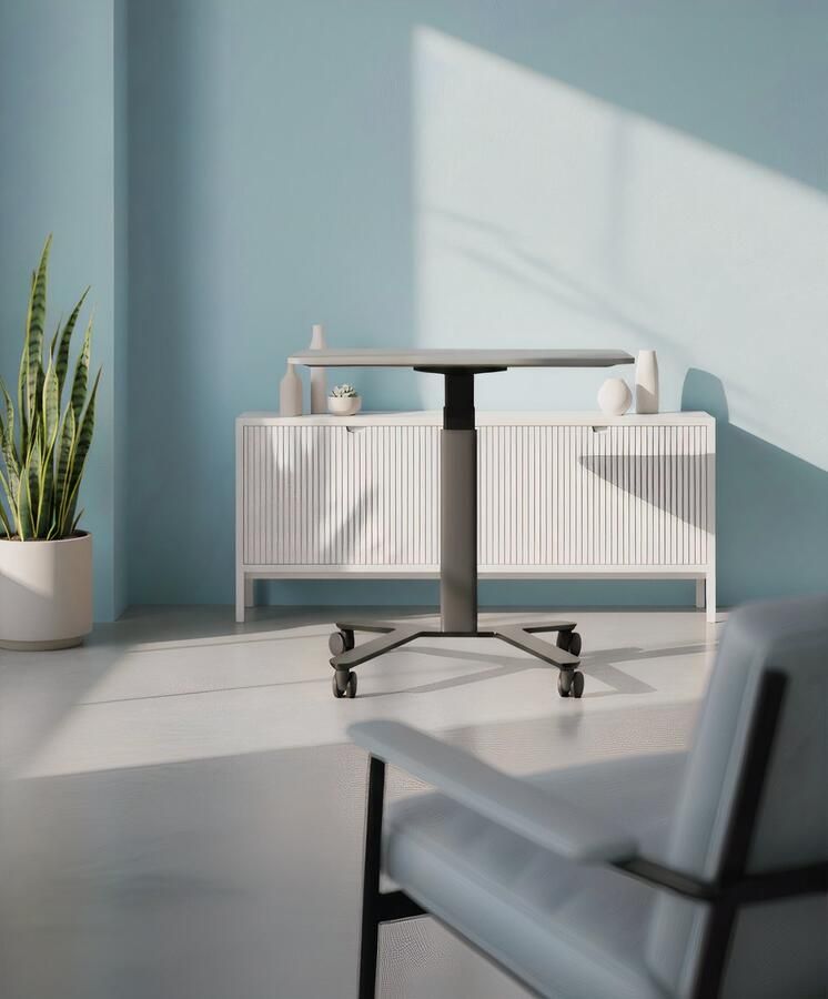 HomeByNicole Elektrisch Verstelbaar Zit-Sta Bureau 90x60 cm – Ergonomisch Mobiel Bureau met Rollen – Hoogteverstellbar 65-130 cm – Modern Sta- en Schrijfbureau voor Home Office – Zwart Grijs –