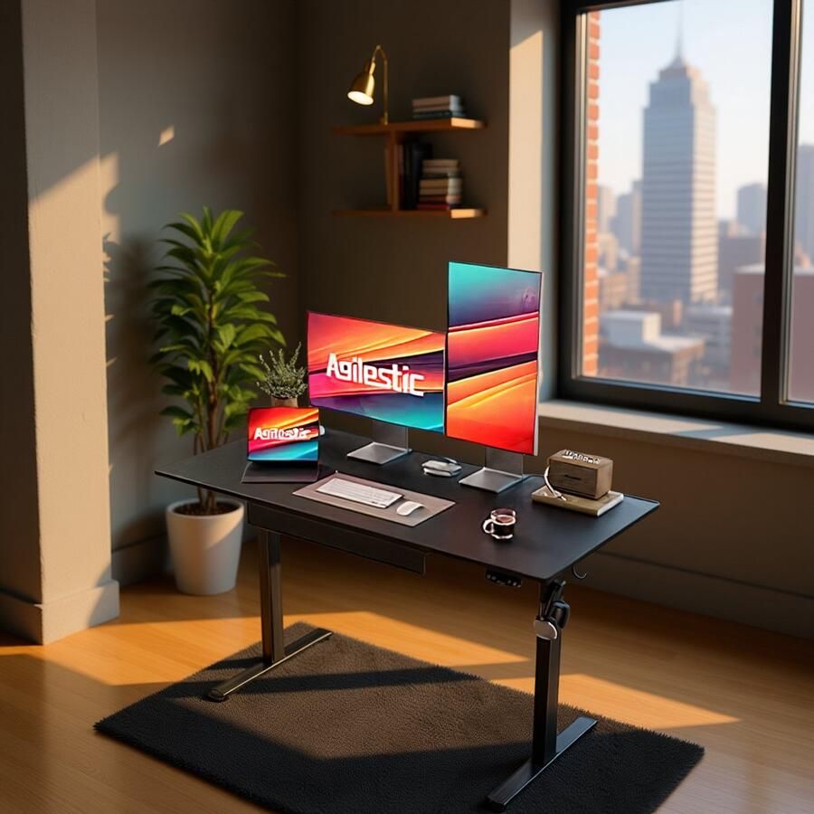 HomeByNicole Elektrisch Zit-Sta Bureau met Lade – In Hoogte Verstelbaar Bureau 120x60 cm – Ergonomisch Thuiswerk Bureau met Geheugenfunctie & Kabelmanagement – Zwart –