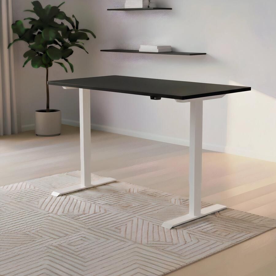 HomeByNicole Industrieel Elektrisch Verstelbaar Bureau – Groot Zit Sta Bureau 140 x 70 cm – Ergonomisch Hoogte Verstelbare Computer Werktafel – Modern Kantoor Schrijf Bureau met Stabiel Metalen Frame –