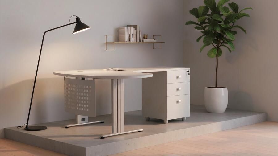 HomeByNicole Industrieel Hoekbureau – Groot Executive L-Bureau 180x120 cm – Modern Computer Bureau met Ladeblok en Kabelbeheer – Ruim PC Werktafel voor Thuis & Kantoor – Grijs Houtdecor Zwart Metaal –