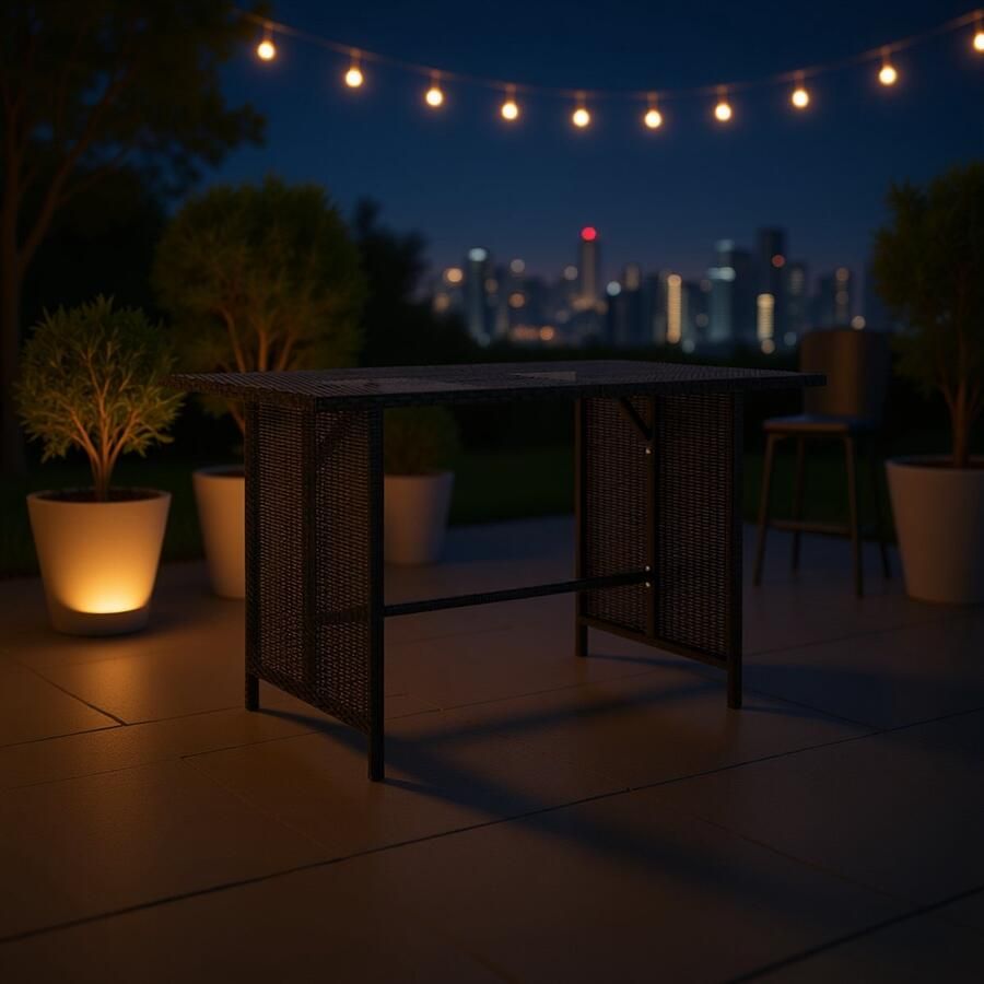 HomeByNicole Tuintafel Poly Rattan – Weerbestendige Buiten Tafel 110x70x65 cm – Lichtgewicht & Duurzame Balkontafel – Rechthoekige Terrastafel voor Tuin en Patio – Zwart –