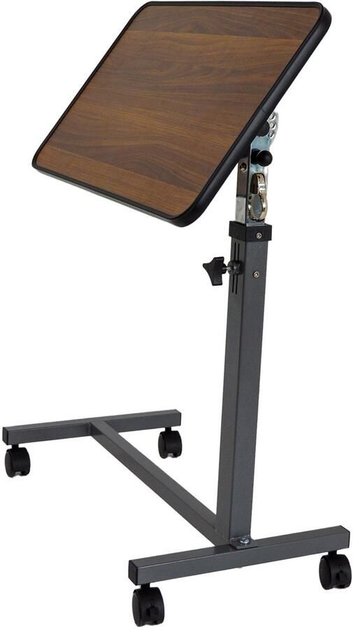 HomeCare Innovation BV Luxe kantelbare bedtafel op wielen (verstelbaar) Bruin Stoeltafel Met Wielen En Met 90° Kantel Blad Overbed Tafel Volledig Verstelbaar - Foto 2