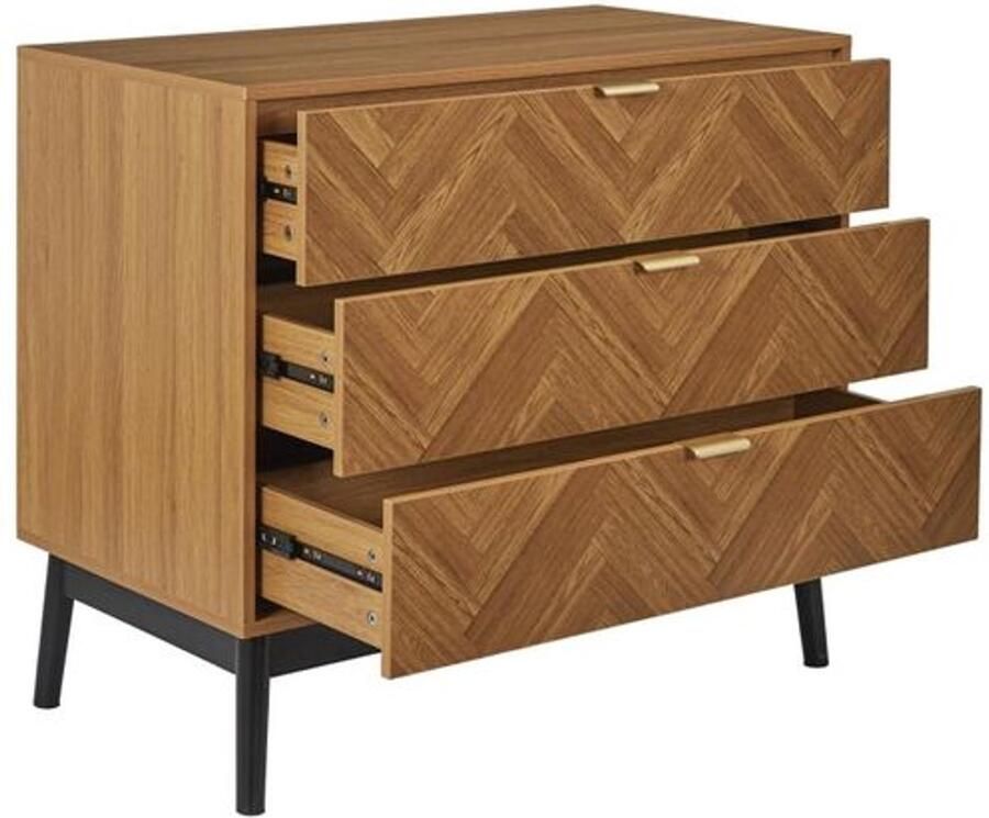 HomeDeco design ladekast 90cm bruin 3-laden Felix