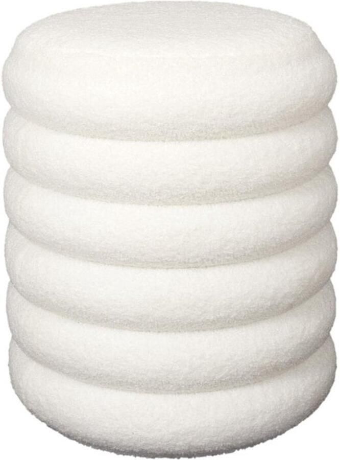 HOME DECO FACTORY Poef krukje Freya bouclé stof wit met opbergruimte D37 x H44 cm bijzet stoeltjes