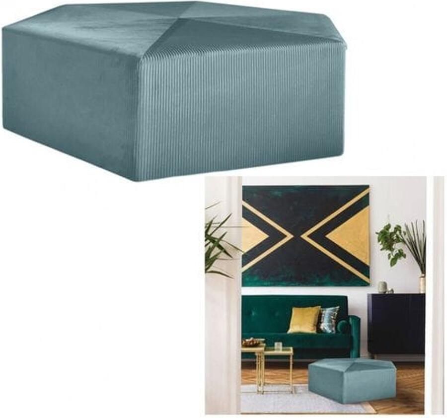 HomeDeco THE HOME DECO FACTORY Giulia XXL Design Fluwelen Poef L. 75 X H. 30 Cm Eendblauw