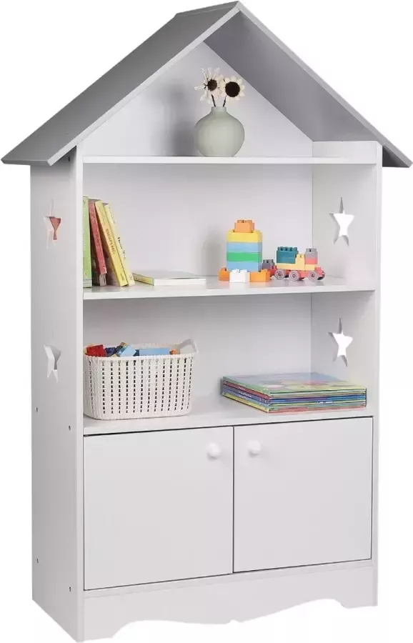 HomeDecora Boekenkast Kinderkamer Naturel Wit Hout Boekenkast Kinderkamer Veilig Stabiel Veel Opbergruimte Krasbestendig