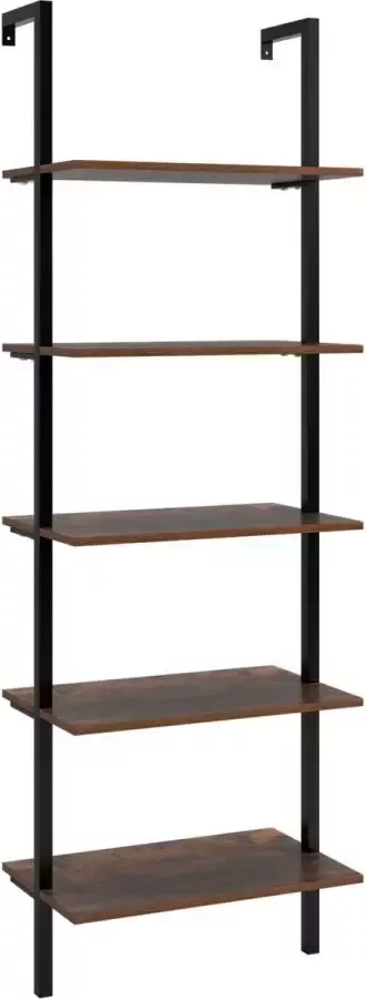 HomeDecora Wandkast Industrieel Hout en Metaal Industriële Boekenkast Keukenkast Open Vakkenkast 5 Planken Design Meubel Zwart en Bruin 60x35x184.5cm(Lxbxh)