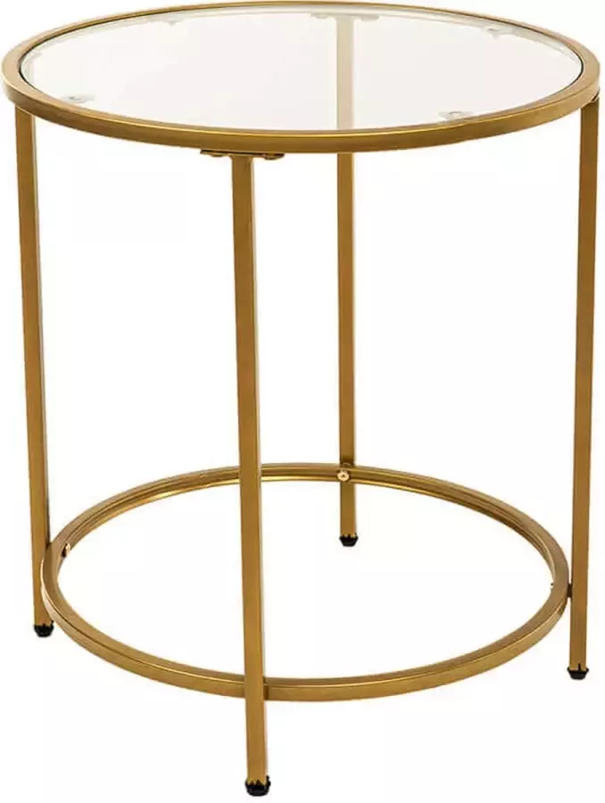 Home Deluxe Bijzettafel MASEI Glas met een gouden frame (⌀ 50cm)