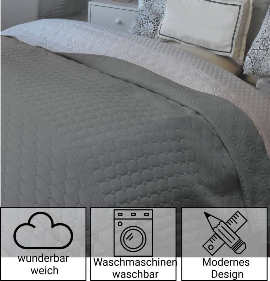 HOMELEVEL Bedsprei Bed & Sofa Dekbedovertrek Bedwieg Sofa Dag Deken Overtrek Bedovertrek XXL Deken Doek Oud roze Maat 240x220cm - Foto 3