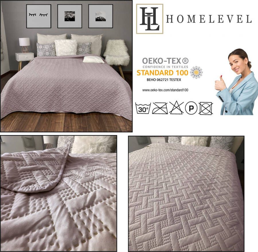 HOMELEVEL Bedsprei Bed & Sofa Dekbedovertrek Bedwieg Sofa Dag Deken Overtrek Bedovertrek XXL Deken Doek Oud roze Maat 220x200cm - Foto 3
