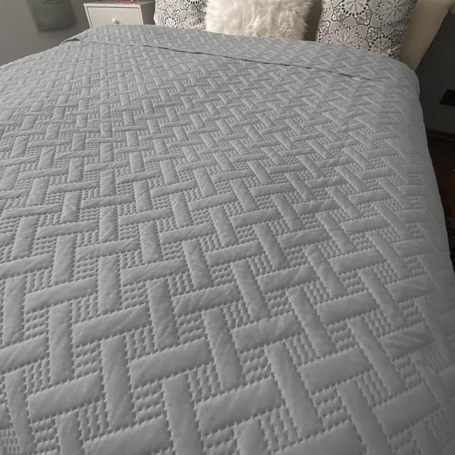 HOMELEVEL Bedsprei Bed & Sofa Dekbedovertrek Bedwieg Sofa Dag Deken Overtrek Bedovertrek XXL Deken Doek Grijs Maat 220x170cm