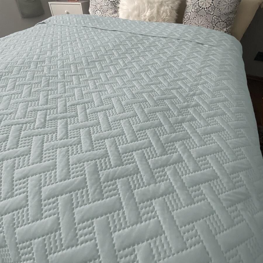 HOMELEVEL Bedsprei Bed & Sofa Dekbedovertrek Bedwieg Sofa Dag Deken Overtrek Bedovertrek XXL Deken Doek Mint Maat 220x200cm