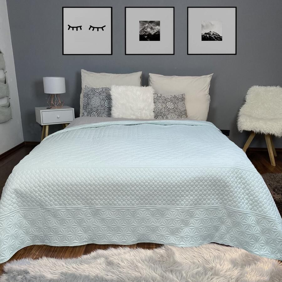 HOMELEVEL Bedsprei Bed & Sofa Dekbedovertrek Bedwieg Sofa Dag Deken Overtrek Bedovertrek XXL Deken Doek Wit Maat 260x240cm