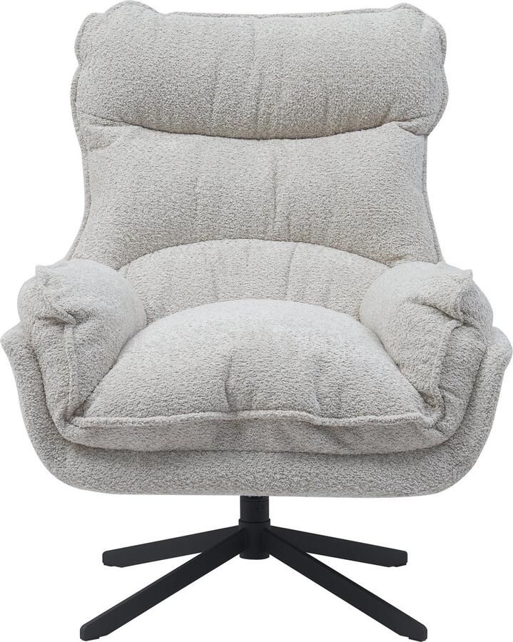 Homelounge Fauteuil Madrid – Draaibaar – Moderne Lounge Fauteuil – Polyester Stof – Industrieel – Grijs – Comfortabel