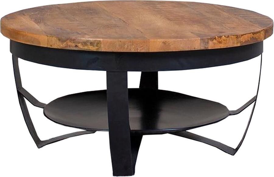 Homelounge Ronde Salontafel Dolf Mango Massief Hout Stijlvolle Salontafel voor Woonkamer 90 cm