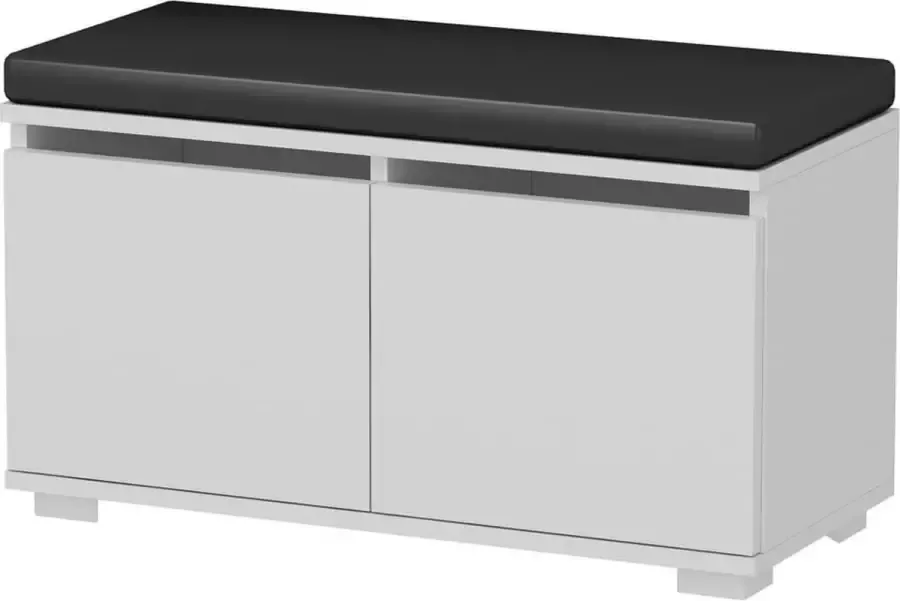 Homemaniac Homemania Schoenenkast met poef Drago 80x35x42 cm wit en zwart