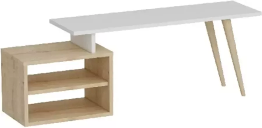 Homemaniac Homemania Tv-meubel Gold 125 2x29 5x42 8 cm wit en eikenkleurig - Foto 2