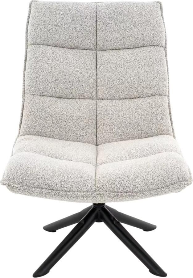 HomeMixx Draaibare Fauteuil Lucas Bouclé Beige Teddystof Naturel Zwart onderstel