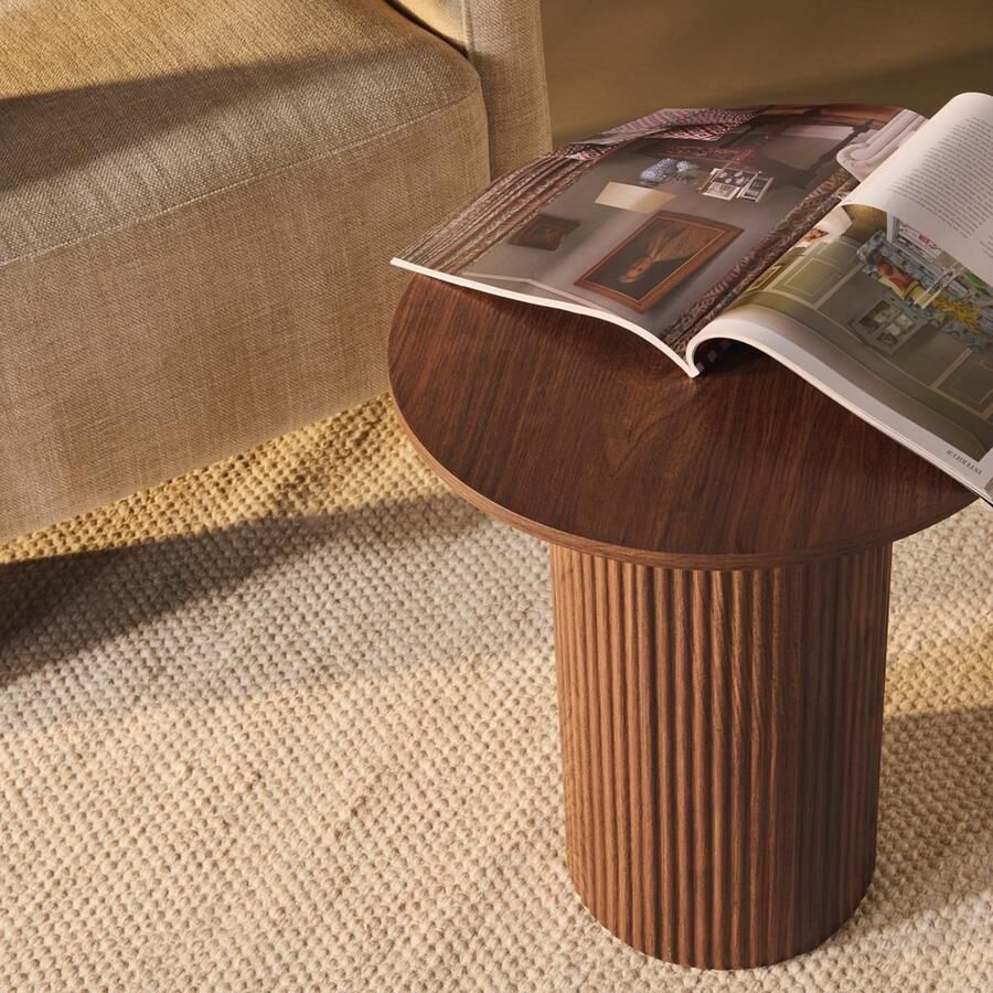 By fonQ Fiss Bijzettafel Ø 60 cm Walnoot