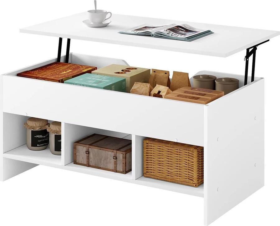 HomeNest Salontafel met Opbergruimte Salontafel met Lade Salontafel Vierkant Met opslagruimte Bijzettafel Koffietafel Tv Tafel Met Lift-Top Praktisch en Stijlvol