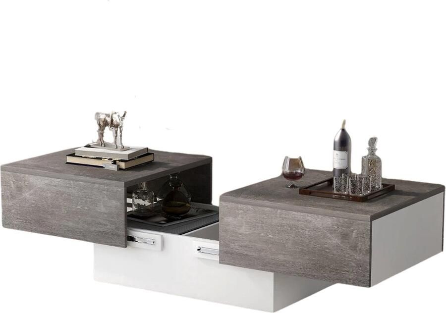 HomeNest Salontafel Uitschuifbaar Salontafel met Lade Bijzettafel Salontafel met Opslagruimte Vierkant