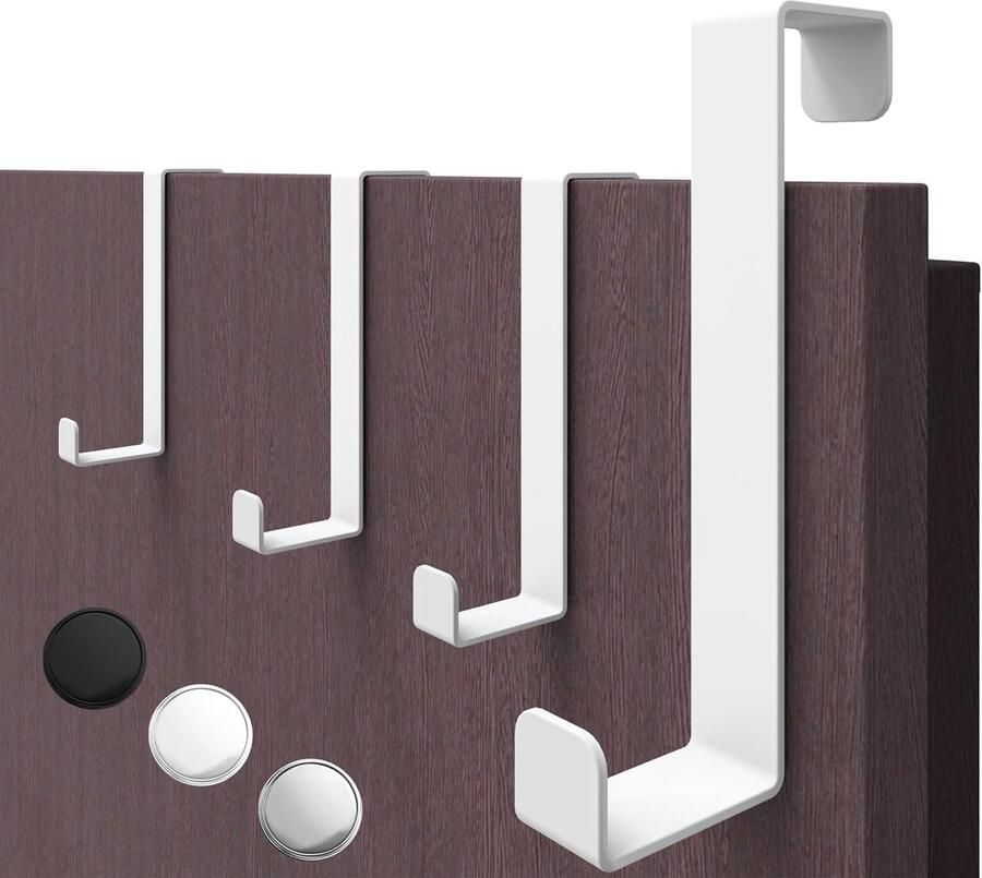 Homery Deurhaken Set van 4 Wit Voor Kast- & Kamerdeur Tot 8 kg Viltpads Zonder Boren