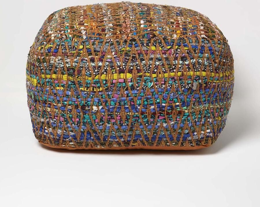 Homescapes Designer Kruk Poef Kubus Chindi Crème