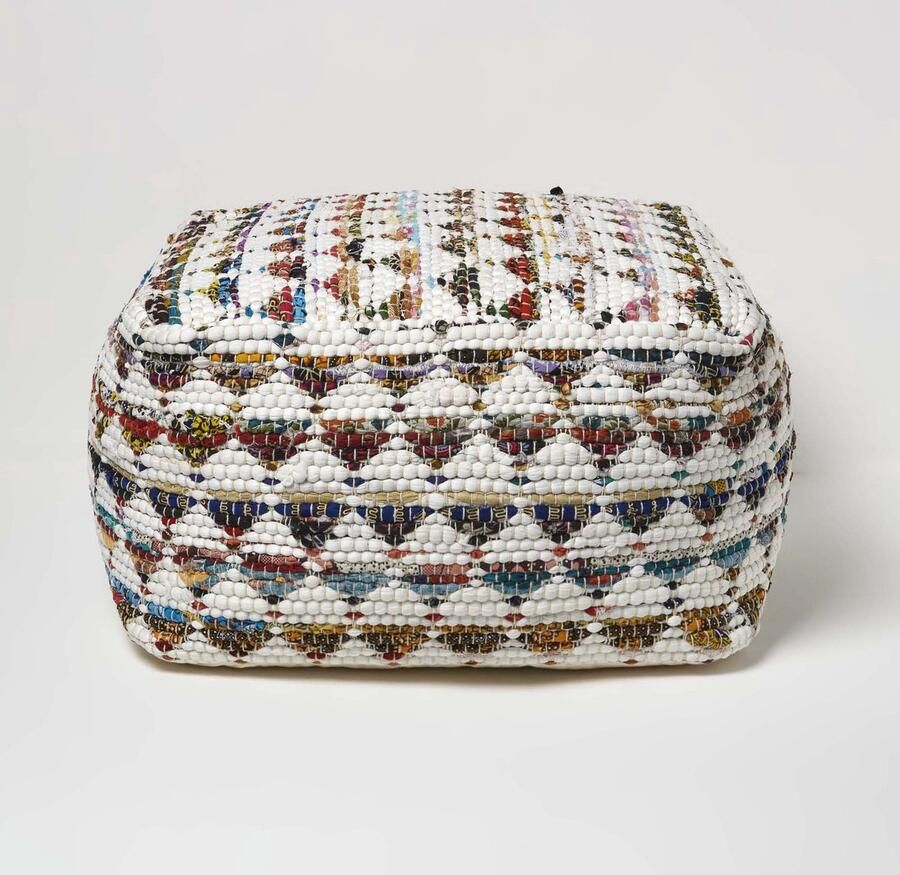 Homescapes Designer Kruk Poef Kubus Chindi kleurrijk L