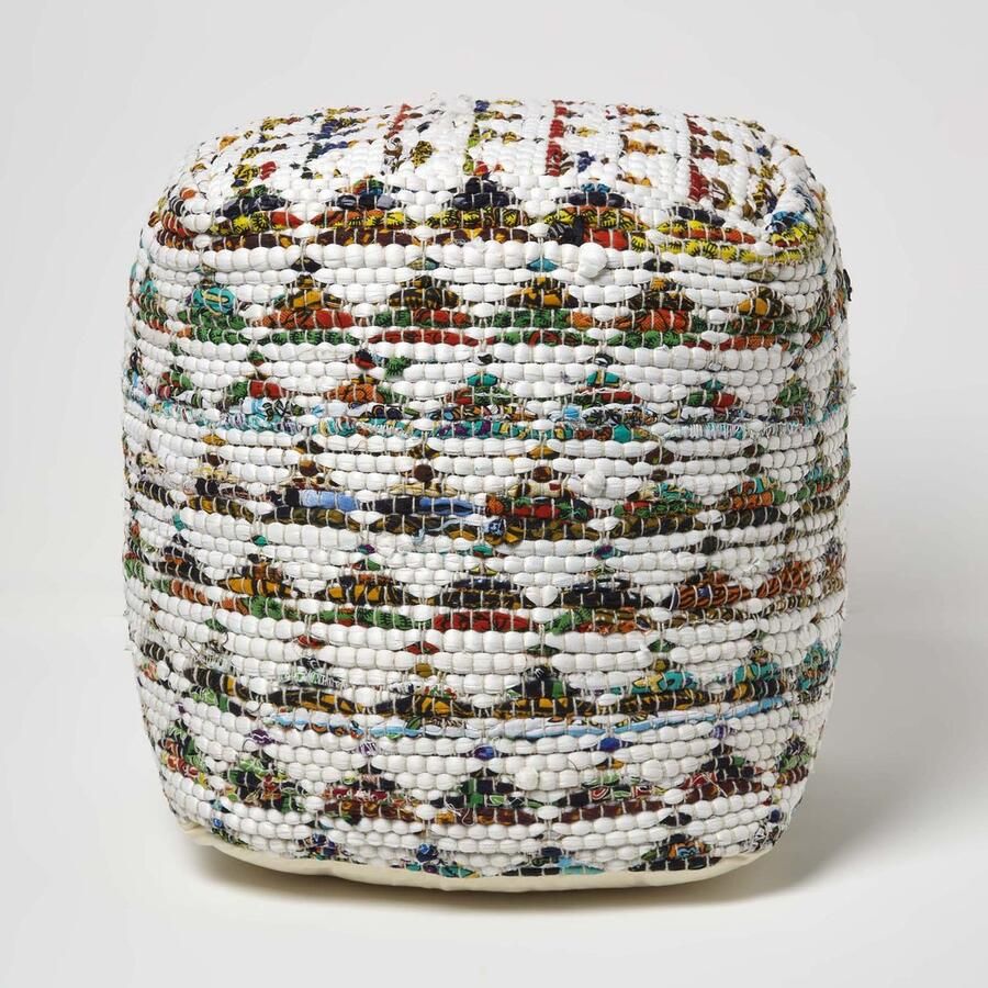 Homescapes Designer Kruk Poef Kubus Chindi kleurrijk S