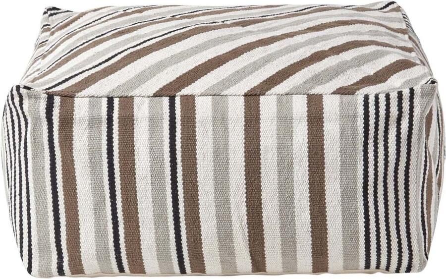 Homescapes Designer Kruk Poef Kubus Selam grijs wit L