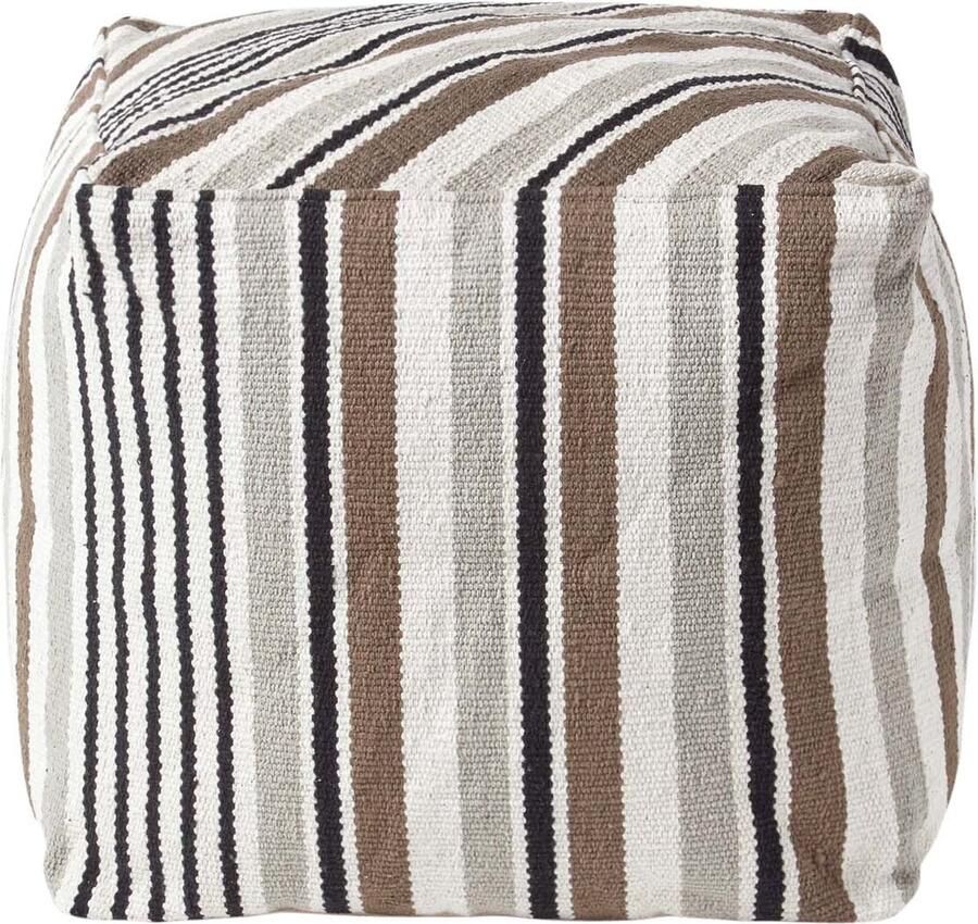 Modern zitkubus poef zitkussen Selam grijs wit gestreept Scandinavisch design 40 x 40 cm