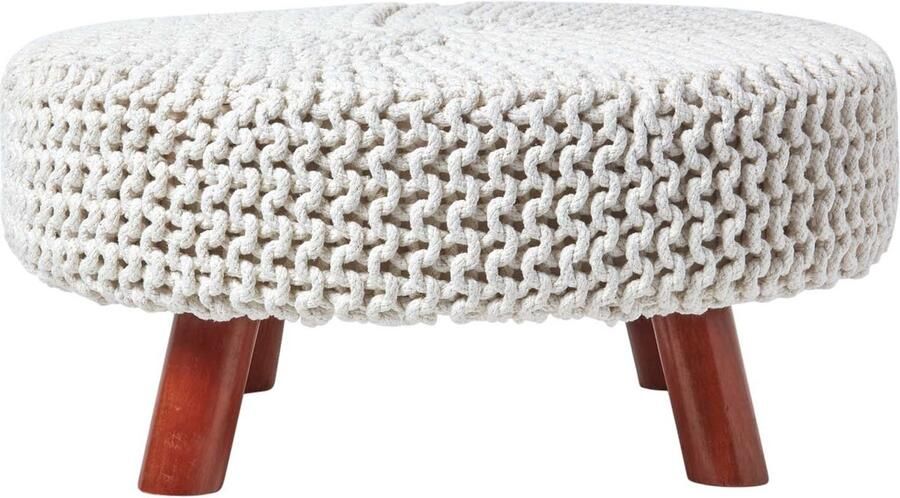 Homescapes Gebreide Voetenbank 30cm Hoog Naturel