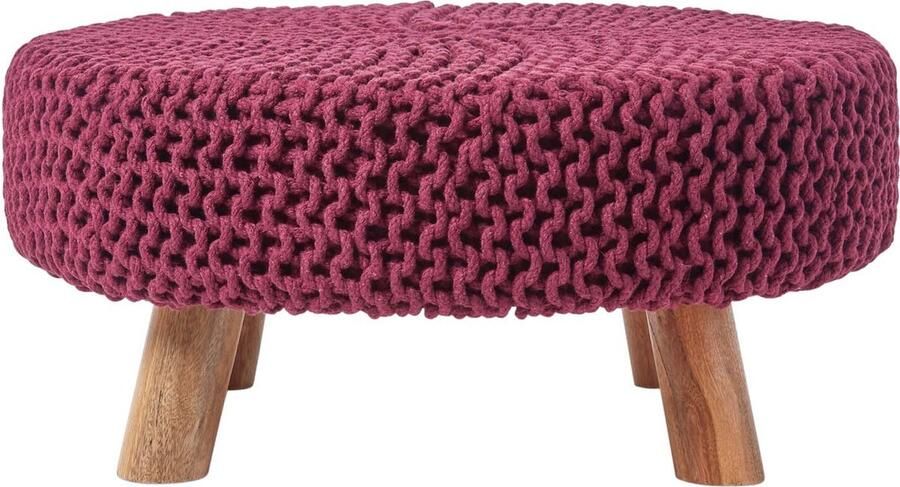 Homescapes Gebreide Voetenbank 30cm Hoog Pruim