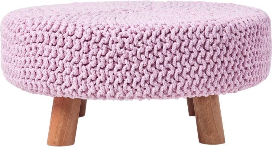 Homescapes Gebreide Voetenbank 30cm Hoog Roze