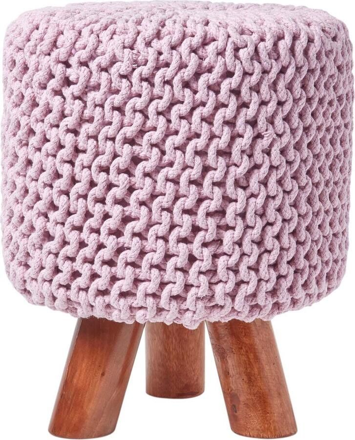 Homescapes Gebreide Voetenbank 42cm Hoog Roze