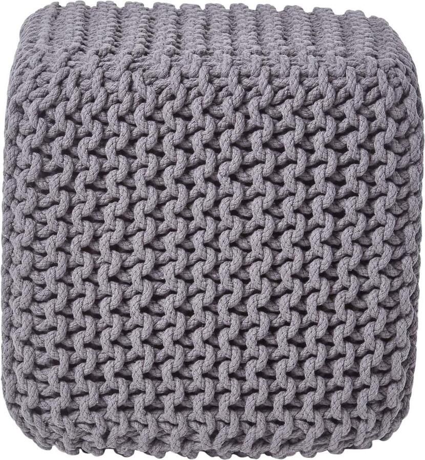 Merkloos Kruk zitkubus meer grijs 35 x 35 x 35 cm gebreide poef voetenbank grof gebreide overtrek van 100% katoen vulling van 100% polystyreen