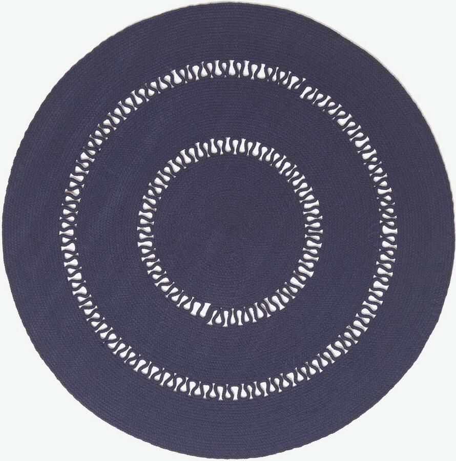 Homescapes Gevlochten Rond Gehaakt Vloerkleed Donkerblauw 120 cm